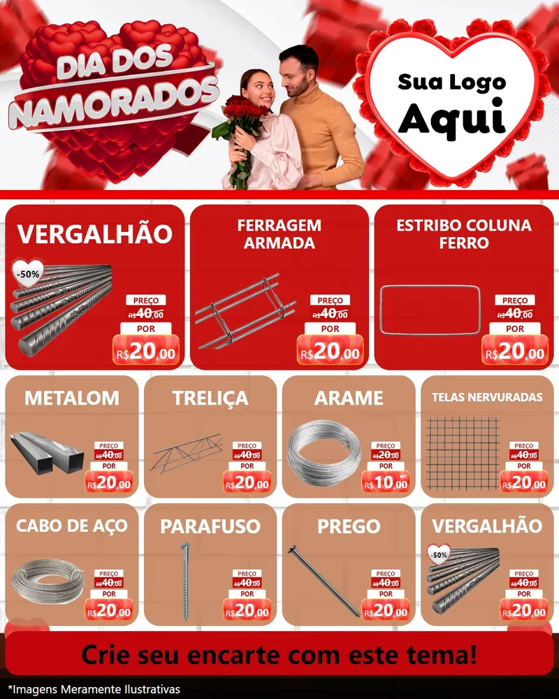 Modelo de Rede Social para Feed Instagram com o tema Dia dos Namorados para Ferragens