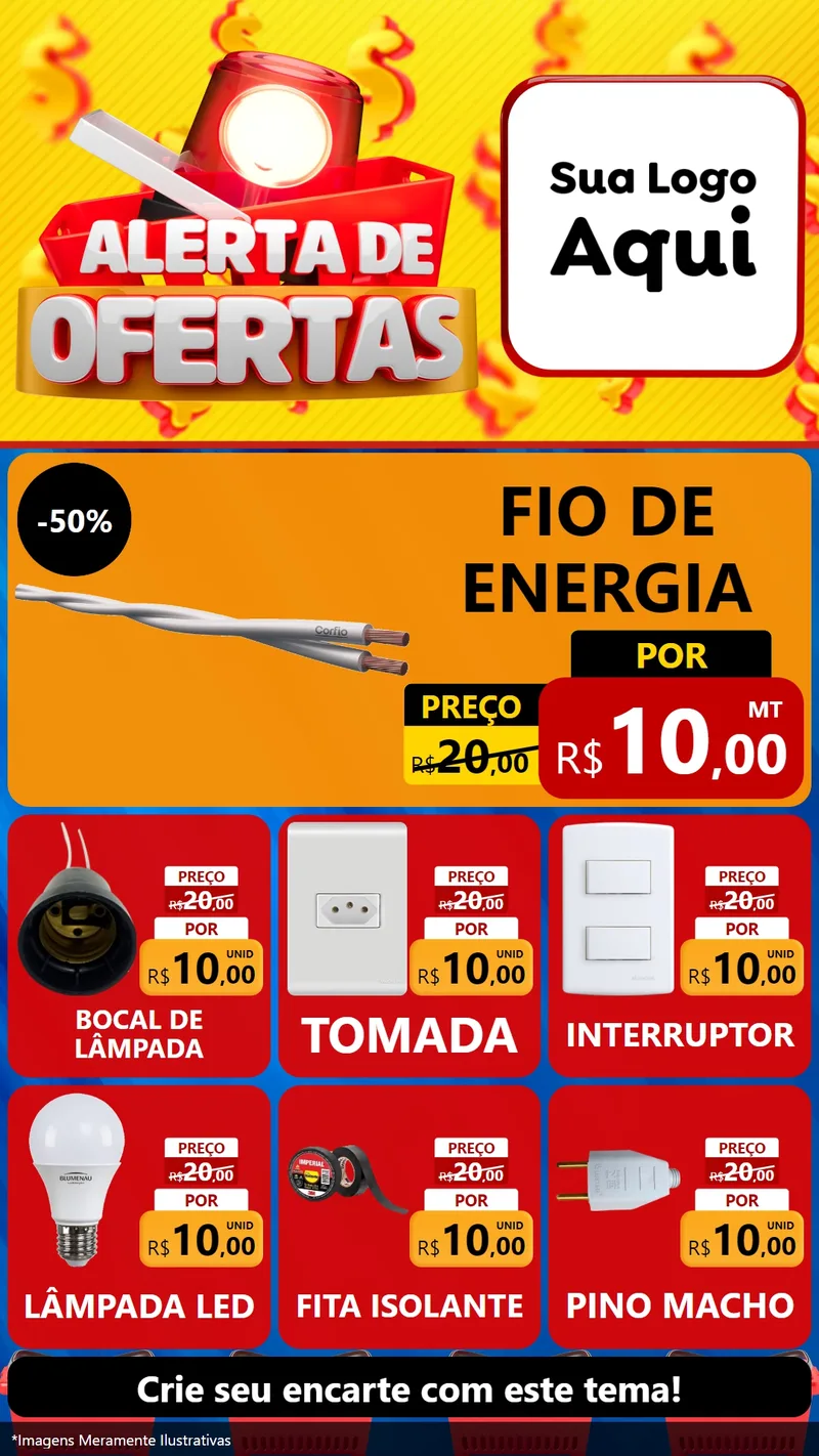 Modelo de Rede Social para Stories com o tema Alerta de Ofertas para Materiais Elétricos