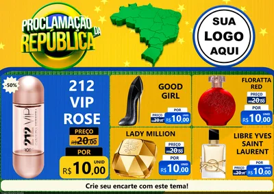 Modelo de Encarte para Encarte A4 Horizontal com o tema Proclamação da República para Perfumes
