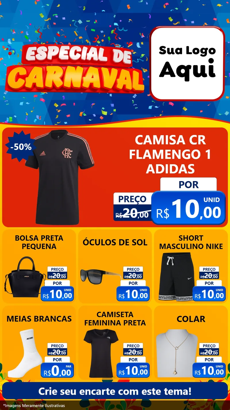 Modelo de Rede Social para Stories com o tema Especial de Carnaval para Roupas e acessórios