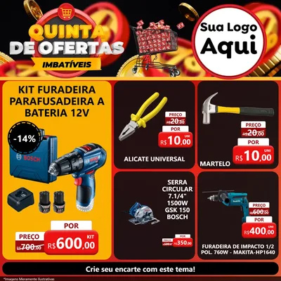 Modelo de Rede Social para Feed Facebook com o tema Quinta de Ofertas Imbatíveis para Maquinas e Ferramentas
