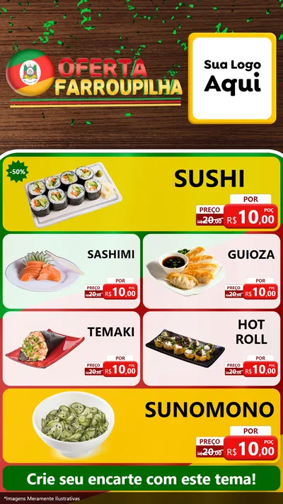 Modelo de TV para TV Vertical com o tema Oferta Farroupilha para Comida japonesa