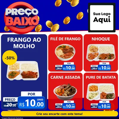 Modelo de Rede Social para Feed Facebook com o tema Preço Baixo para Restaurante