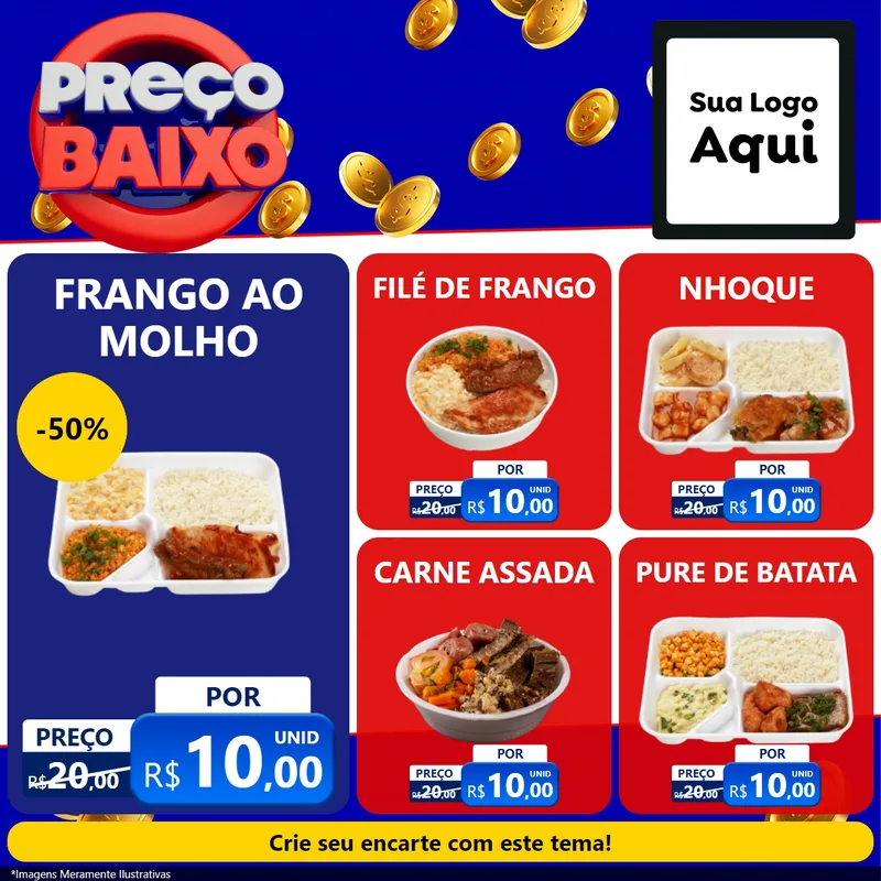 Modelo de Rede Social para Feed Facebook com o tema Preço Baixo para Restaurante