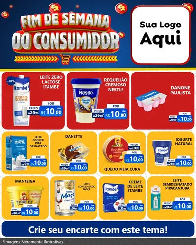 Modelo de Rede Social para Feed Instagram com o tema Fim de Semana do Consumidor para Frios e Laticínios