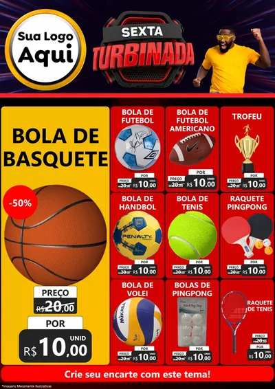 Modelo de Encarte para Encarte A4 Vertical com o tema Sexta Turbinada para Artigos Esportivos