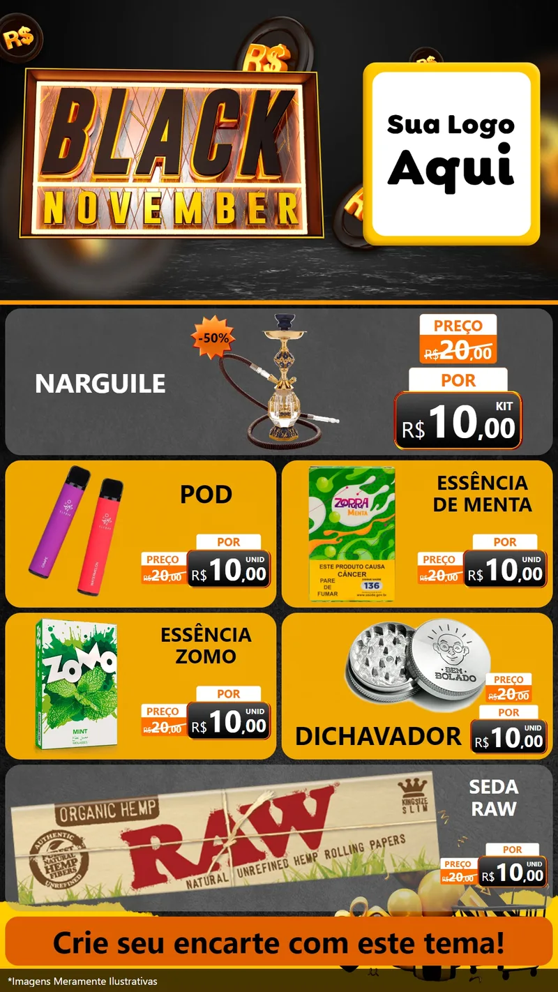 Modelo de TV para TV Vertical com o tema Black November para Tabacaria