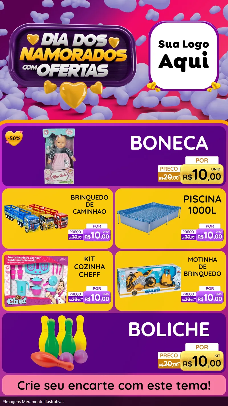 Modelo de TV para TV Vertical com o tema Dia Dos Namorados Com Ofertas para Brinquedos