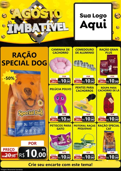 Modelo de Encarte para Encarte A4 Vertical com o tema Agosto Imbatível para Pet Shop