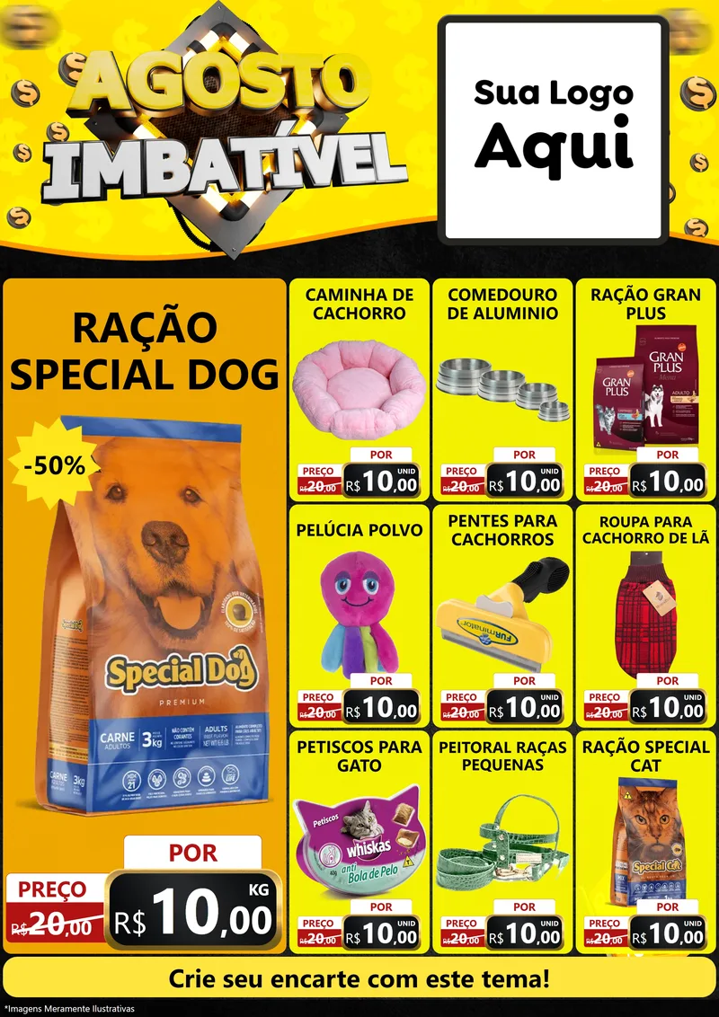 Modelo de Encarte para Encarte A4 Vertical com o tema Agosto Imbatível para Pet Shop