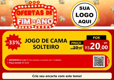 Modelo de Cartaz para Cartaz A4 Horizontal com o tema Ofertas de Fim de Ano para Cama, Mesa e Banho