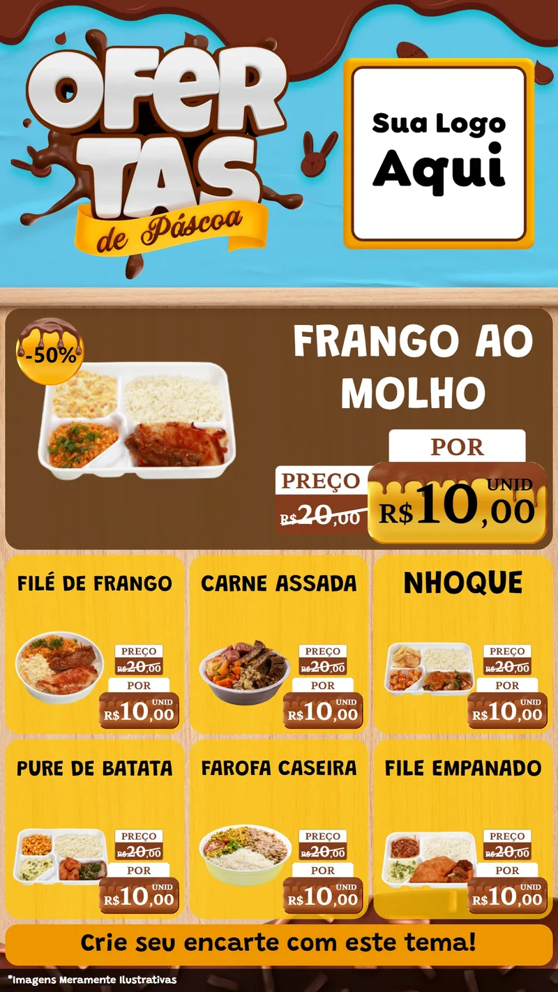 Modelo de Rede Social para Stories com o tema Ofertas de Páscoa para Restaurante