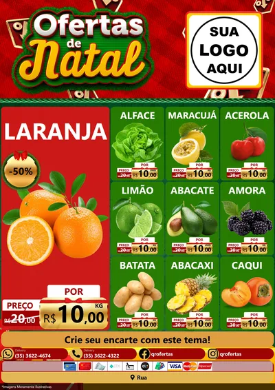 Modelo de Encarte para Encarte A4 Vertical com o tema Ofertas de Natal para Hortifrúti
