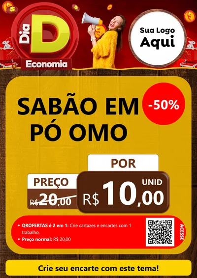 Modelo de Cartaz para Cartaz A4 Vertical com o tema Dia D Economia para Produtos de Limpeza