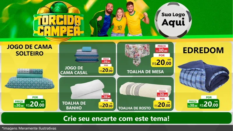 Modelo de TV para TV Horizontal com o tema Torcida Campeã - Copa para Cama, Mesa e Banho