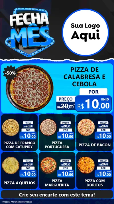 Modelo de Rede Social para Stories com o tema Fecha Mês para Pizzaria