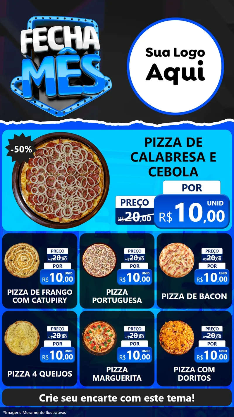 Modelo de Rede Social para Stories com o tema Fecha Mês para Pizzaria
