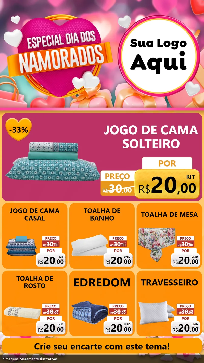 Modelo de Rede Social para Stories com o tema Especial Dia dos Namorados para Cama, Mesa e Banho