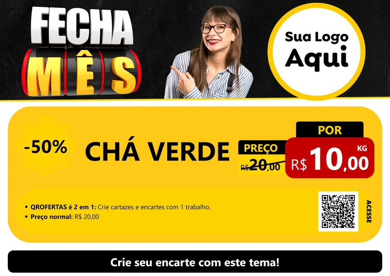 Modelo de Cartaz para Cartaz A4 Horizontal com o tema Fecha Mês para Produtos Naturais