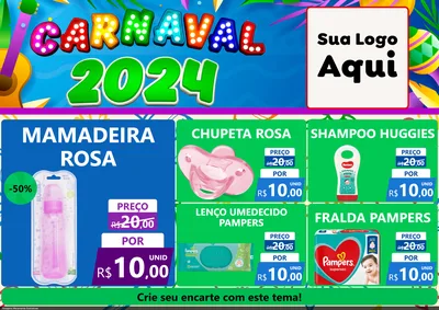 Modelo de Encarte para Encarte A4 Horizontal com o tema Carnaval 2027 para Bebês