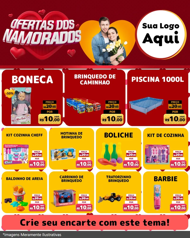Modelo de Rede Social para Feed Instagram com o tema Ofertas Dos Namorados para Brinquedos