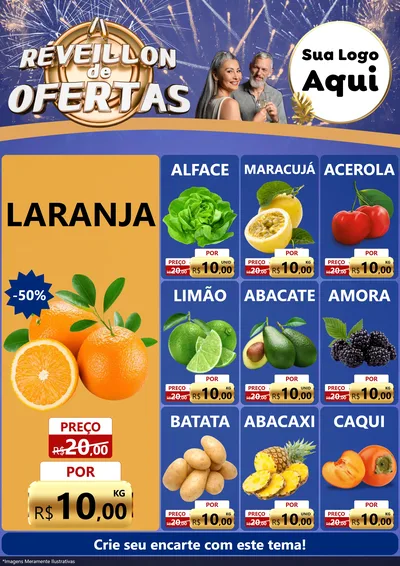 Modelo de Encarte para Encarte A4 Vertical com o tema Réveillon de Ofertas para Hortifrúti