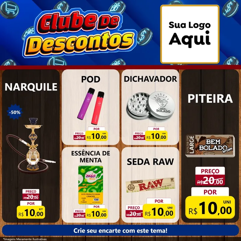 Modelo de Rede Social para Feed Facebook com o tema Clube de Descontos para Tabacaria