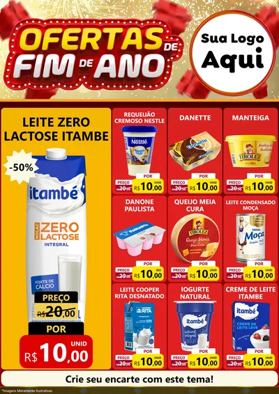 Modelo de Encarte para Encarte A4 Vertical com o tema Ofertas de Fim de Ano para Frios e Laticínios