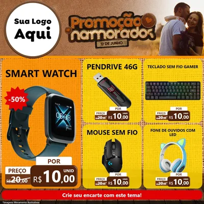 Modelo de Rede Social para Feed Facebook com o tema Promoção Namorados para Informática