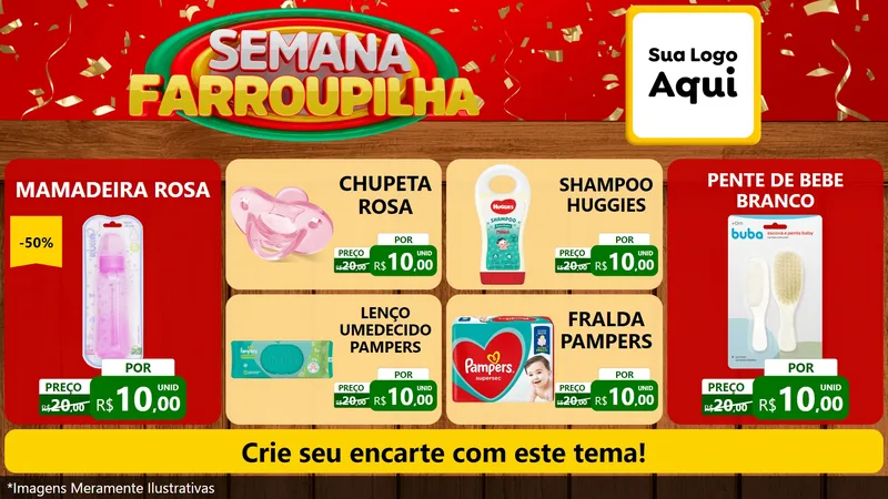 Modelo de TV para TV Horizontal com o tema Semana Farroupilha para Bebês