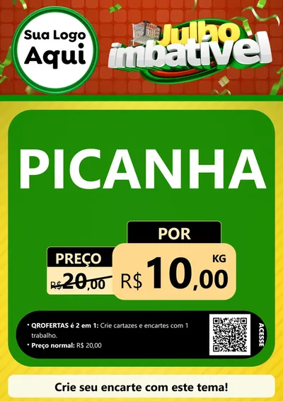 Modelo de Cartaz para Cartaz A4 Vertical com o tema Julho Imbatível para Açougue
