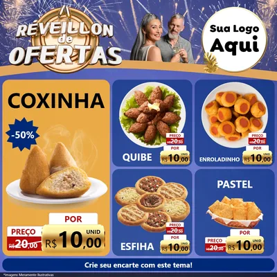 Modelo de Rede Social para Feed Facebook com o tema Réveillon de Ofertas para Salgadaria