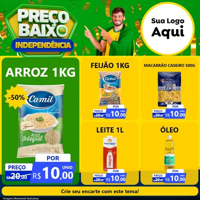 Modelo de Rede Social para Feed Facebook com o tema Preço Baixo de Independência para Supermercado