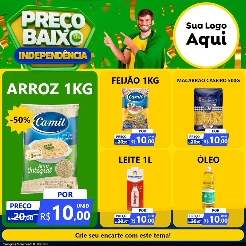 Modelo de Rede Social para Feed Facebook com o tema Preço Baixo de Independência para Supermercado