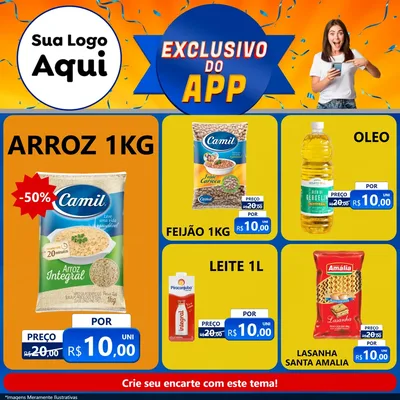 Modelo de Rede Social para Feed Facebook com o tema Exclusivo do Aplicativo para Supermercado