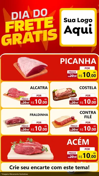 Modelo de TV para TV Vertical com o tema Dia do Frete Grátis para Açougue