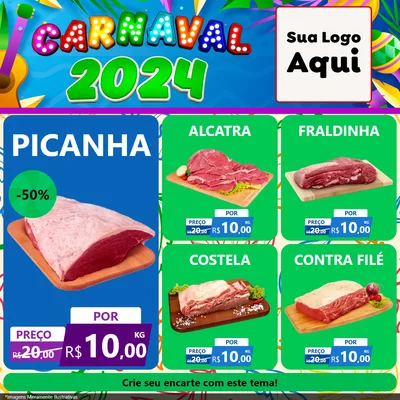 Modelo de Rede Social para Feed Facebook com o tema Carnaval 2027 para Açougue