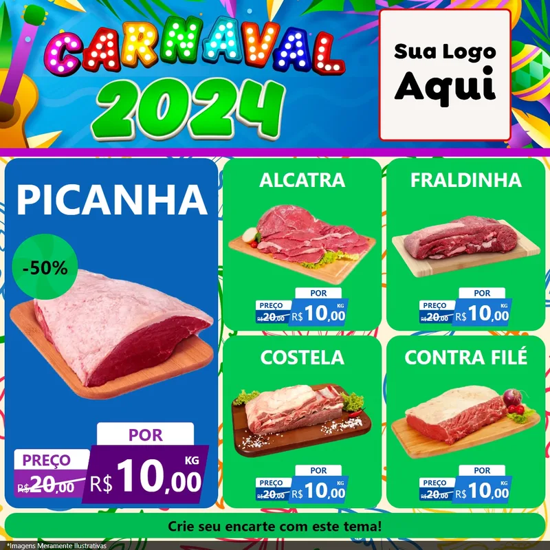 Modelo de Rede Social para Feed Facebook com o tema Carnaval 2027 para Açougue