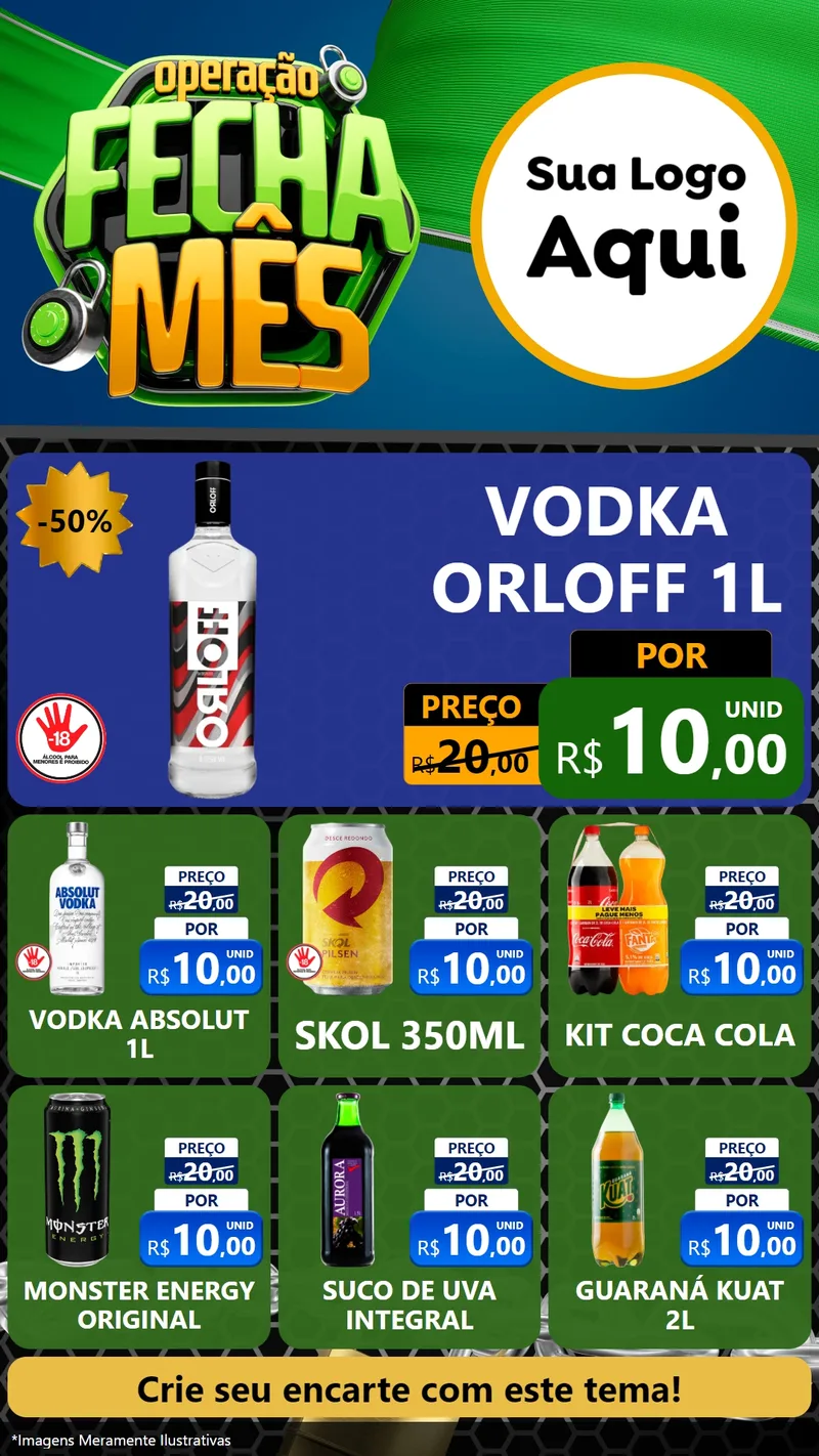 Modelo de Rede Social para Stories com o tema Operação Fecha Mês para Distribuidora de bebidas