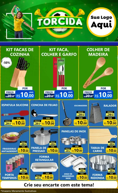 Modelo de Encarte para Encarte Grande com o tema Torcida para Utilidades Domésticas