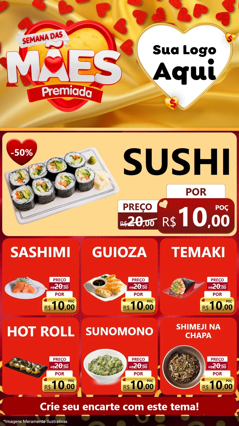 Modelo de Rede Social para Stories com o tema Semana das Mães Premiada para Comida japonesa