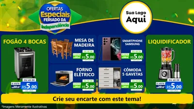 Modelo de TV para TV Horizontal com o tema Ofertas Especiais Feriado da Independência para Móveis e Eletro
