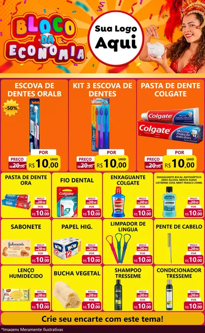 Modelo de Encarte para Encarte Grande com o tema Bloco da Economia para Higiene Pessoal