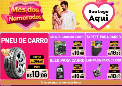 Modelo de Encarte para Encarte A4 Horizontal com o tema Mês dos Namorados para Auto peças