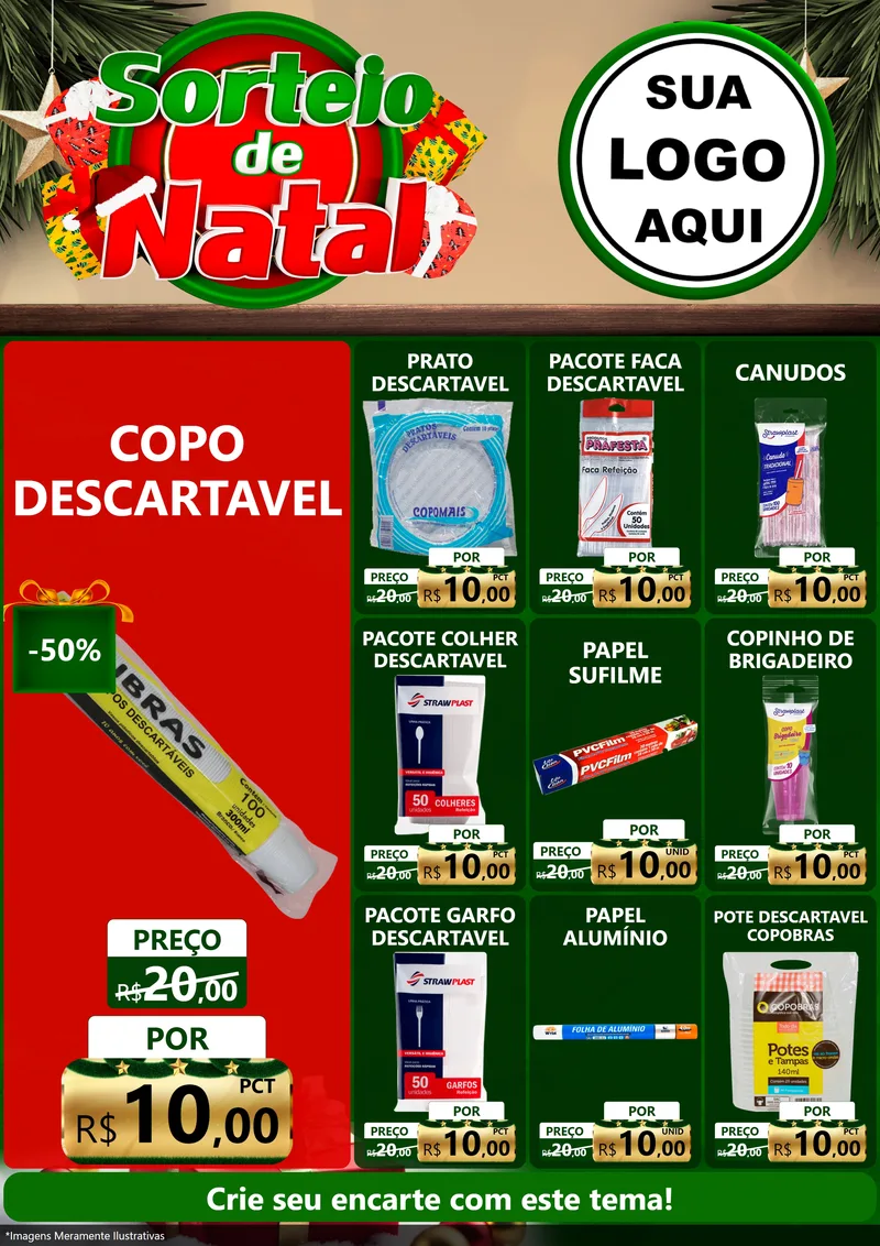 Modelo de Encarte para Encarte A4 Vertical com o tema Sorteio de Natal para Embalagens