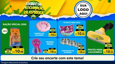Modelo de TV para TV Horizontal com o tema Feriado da Proclamação da República para Pet Shop