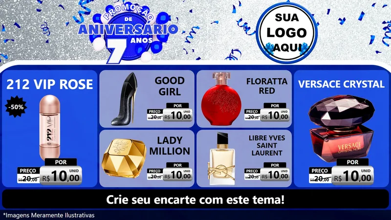 Modelo de TV para TV Horizontal com o tema Promoção de Aniversário - 7 Anos para Perfumes