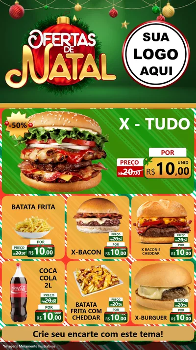 Modelo de Rede Social para Stories com o tema Ofertas de Natal para Hamburgueria