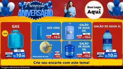 Modelo de TV para TV Horizontal com o tema Promoção de Aniversário para Água e gás
