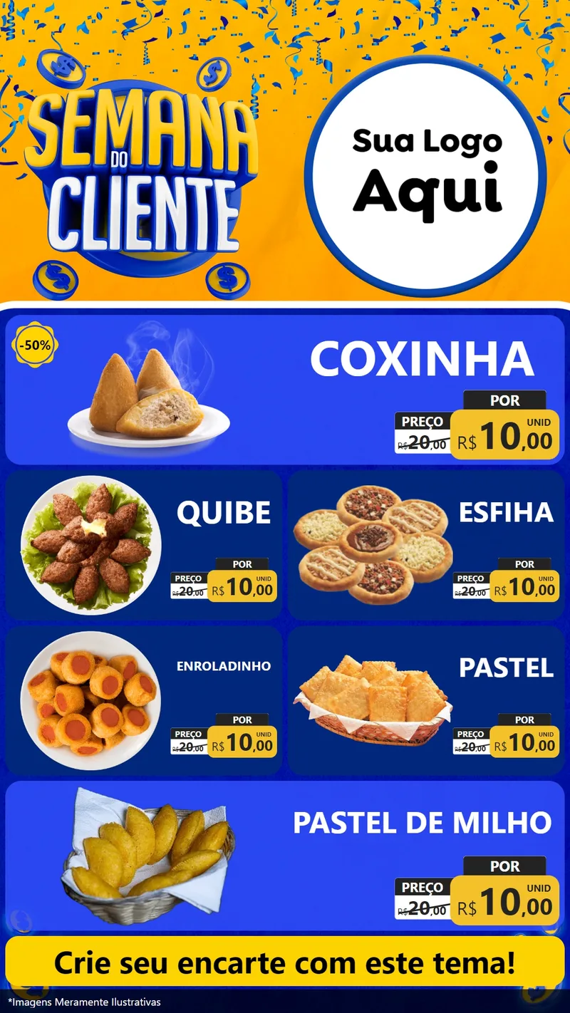 Modelo de TV para TV Vertical com o tema Semana do Cliente para Salgadaria